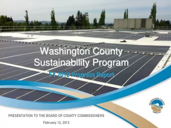 Washington County  Washington County  Sustainability Program  Sustainability Program  FY 2012