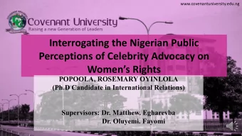 Interrogating the Nigerian Public  Perceptions of Celebrity Advocacy on  Womens Rights  POPOOLA,