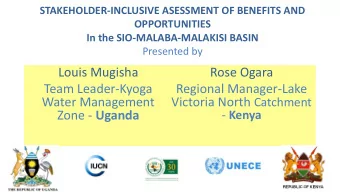 Water Management Victoria North Catchment Zone - Uganda - Kenya  Sio Malaba Malakisi Basin  The
