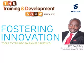 innovation  Tools to tap into employee creativity  ROTI  I BALOGUN  GUN  Head of Learning &amp;
