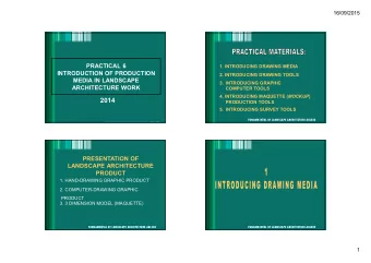 2014  PRODUCTION TOOLS  5. INTRODUCING SURVEY TOOLS  FUNDAMENTAL OF LANDSCAPE ARCHITECTURE ARL200