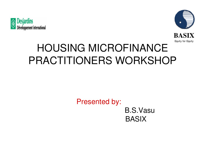 housing microfinance practitioners workshop