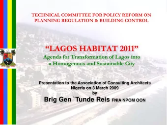 LAGOS HABITAT 2011  Agenda for Transformation of Lagos into  a Homogenous and Sustainable