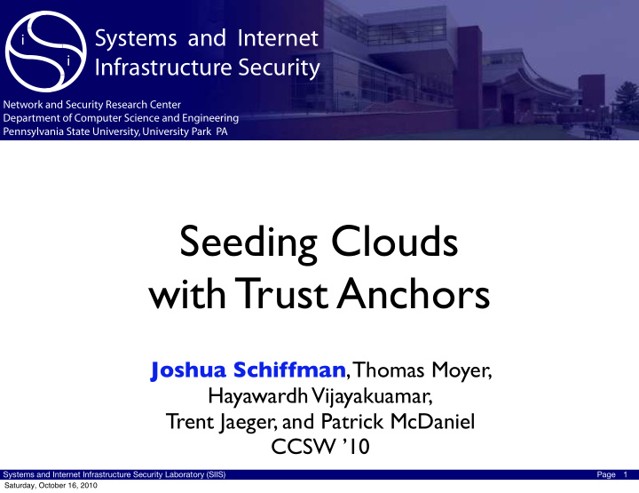 seeding clouds with trust anchors