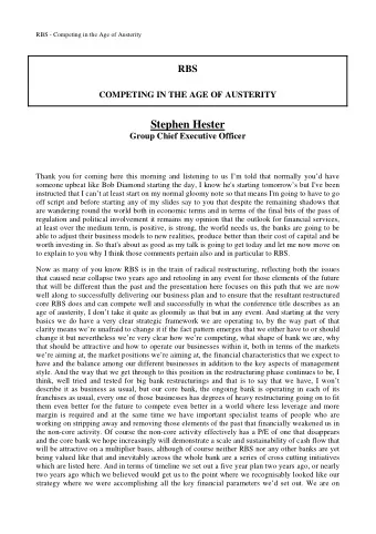 Stephen Hester  Group Chief Executive Officer  Thank you for coming here this morning and listening