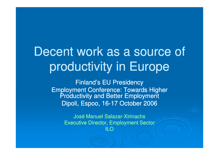 decent work as a source of decent work as a source of