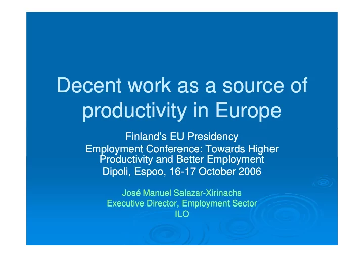 decent work as a source of decent work as a source of