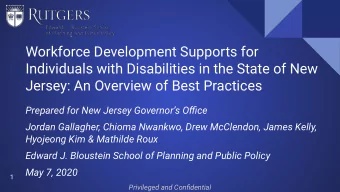 Workforce Development Supports for  Individuals with Disabilities in the State of New  Jersey: An