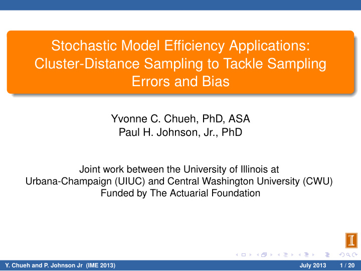 stochastic model efficiency applications cluster distance