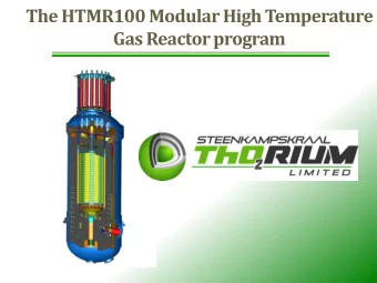 The HTMR100 Modular High Temperature  Gas Reactor program  1     Plant overview  HTMR100 Reactor