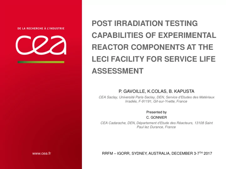 post irradiation testing