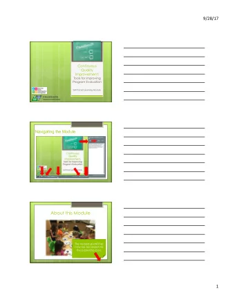 9/28/17  Continuous  Quality  Improvement:  Tools for Improving  Program Evaluation  Self-Paced