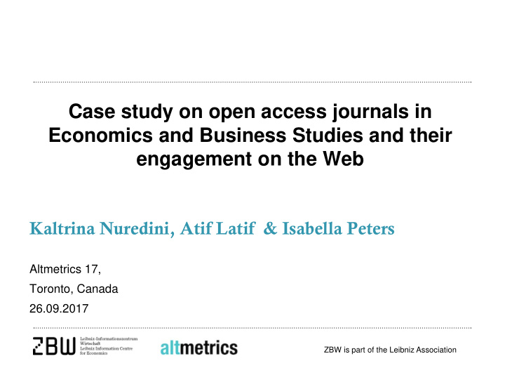 case study on open access journals in economics and