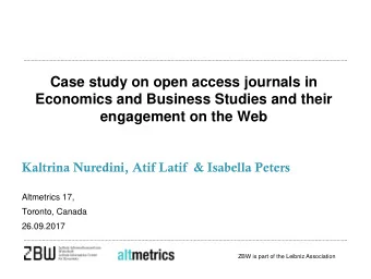 Case study on open access journals in  Economics and Business Studies and their engagement on the