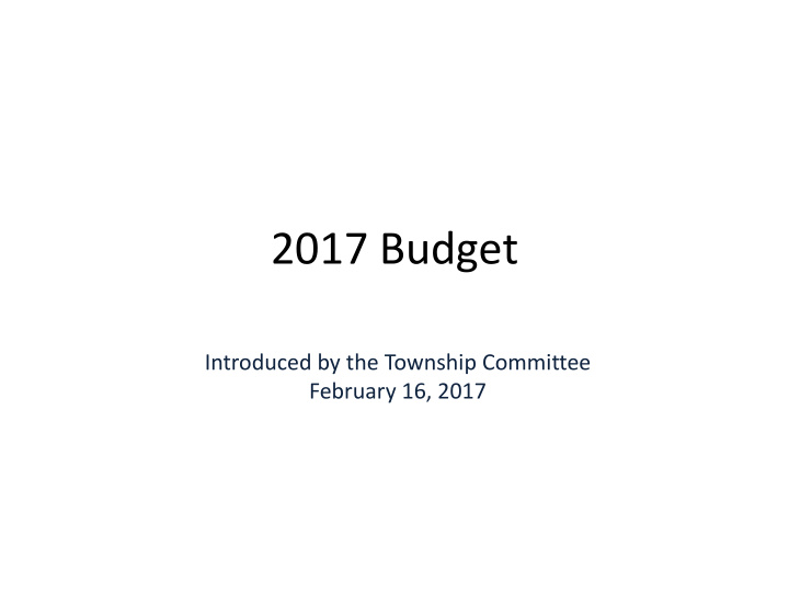 2017 budget