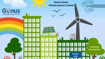 Genus Power  Infrastructures Limited  Corporate  Presentation  October  2019  1  Safe Harbour This
