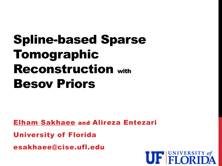 spline based sparse tomographic reconstruction with besov