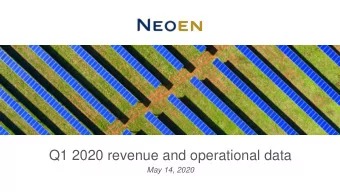Q1 2020 revenue and operational data  May 14, 2020  Disclaimer  This presentation contains