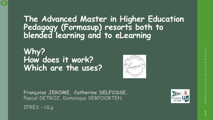 the advanced master in higher education pedagogy formasup