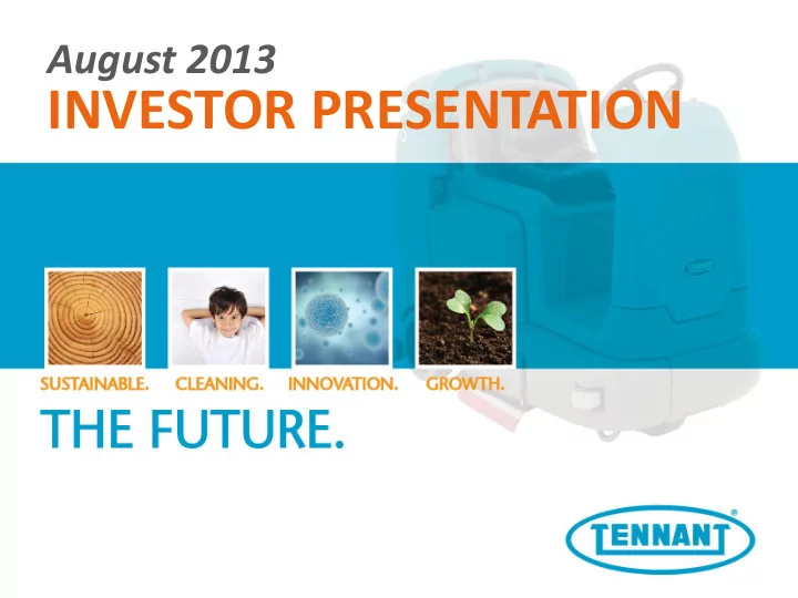 investor presentation safe harbor statement