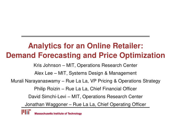 analytics for an online retailer