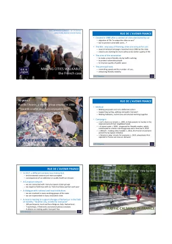 RUE DE LAVENIR FRANCE  ICTCT Olomouc  RUE DE LAVENIR FRANCE  Implementing traffic