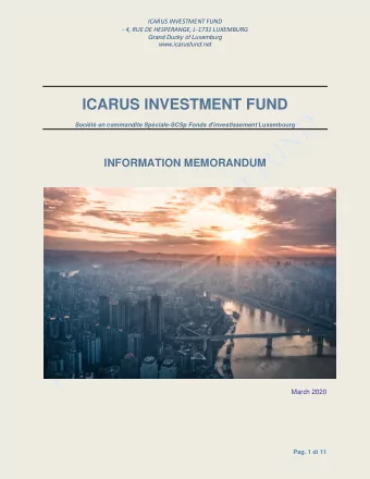 COMPANY DESCRIPTION  Management:  ICARUS  INVESTMENT  FUND  SPECIAL  LIMITED  Icarus Management