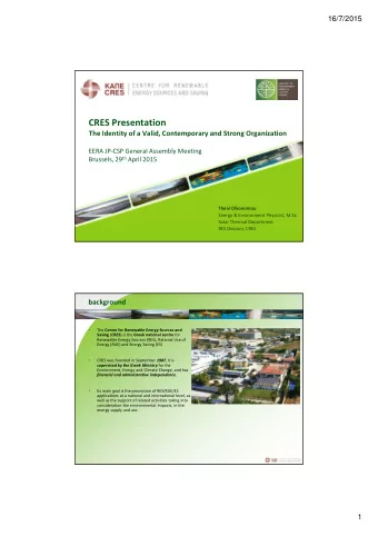 CRES Presentation  The Identity of a Valid, Contemporary and Strong Organization  EERA JP-CSP