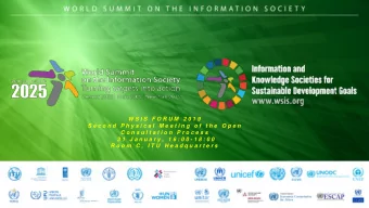 3 1  J a n u a r y ,  1 6 : 0 0 - 1 8 : 0 0  R o o m  C ,  I T U  H e a d q u a r t e r s  WSIS
