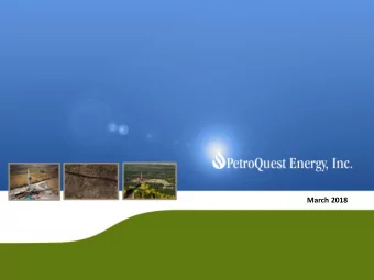 March 2018  Forward-Looking Statements  This presentation contains &quot;forward-looking