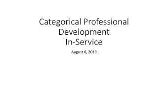 Categorical Professional  Development  In-Service  August 6, 2019 Welcome Back  Categorical Team