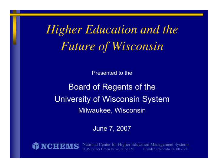 higher education and the future of wisconsin