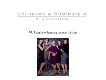 PR Russia  Agency presentation  Goldberg &amp; Budinstein PR &amp; Consulting  Since 2007