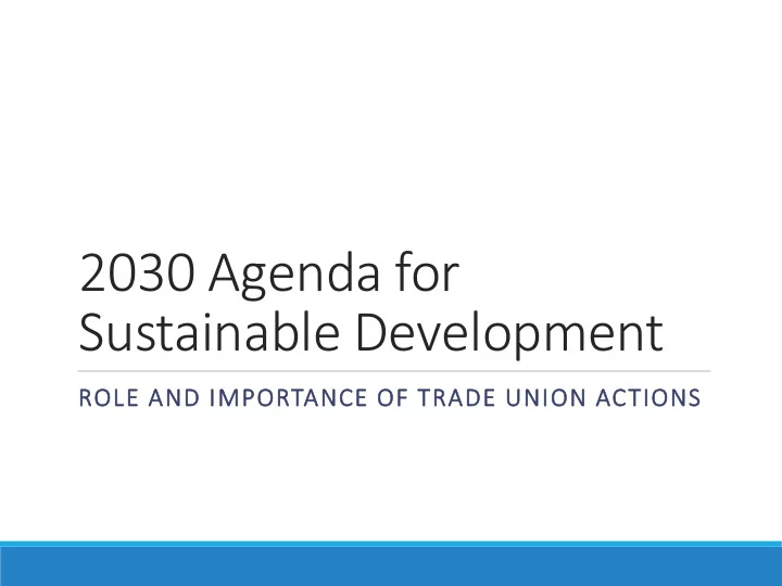 2030 agenda for sustainable development