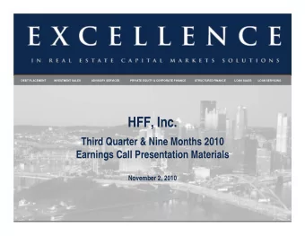 HFF, Inc.  Click to edit Master title style  Third Quarter &amp; Nine Months 2010  Earnings Call