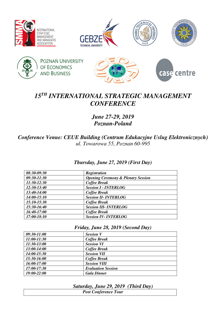 15 th international strategic management conference june