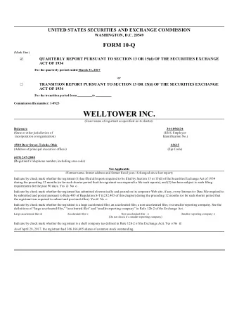 WELLTOWER INC. (Exact name of registrant as specified in its charter )  Delaware  34-1096634