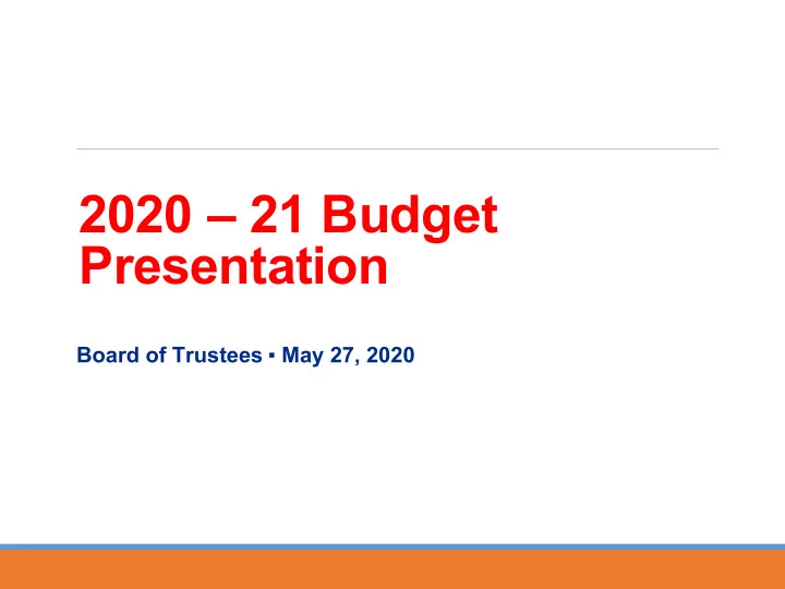 2020 21 budget presentation