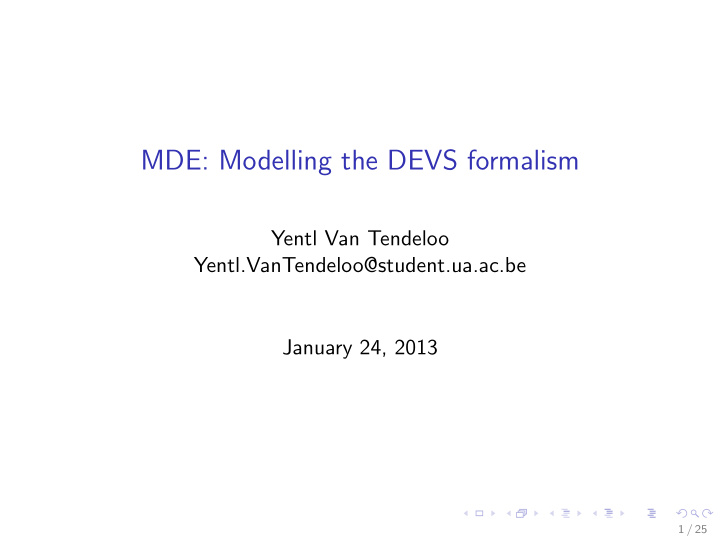 mde modelling the devs formalism