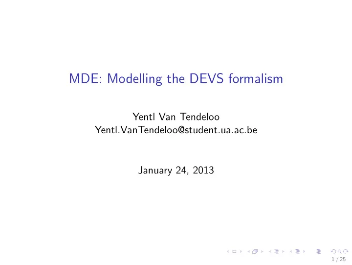 mde modelling the devs formalism