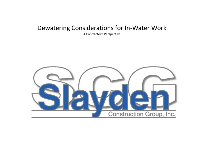dewatering considerations for in water work