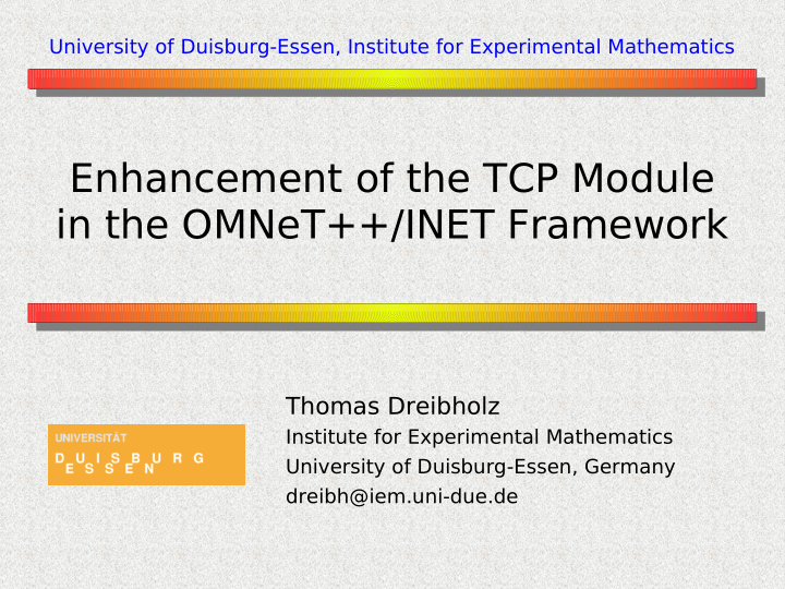 enhancement of the tcp module in the omnet inet framework