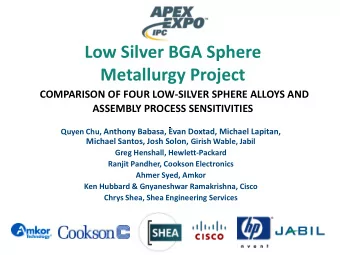 Low Silver BGA Sphere  Metallurgy Project  COMPARISON OF FOUR LOW-SILVER SPHERE ALLOYS AND