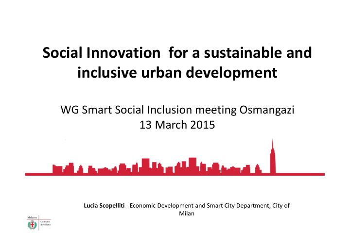 social innovation for a sustainable and inclusive urban