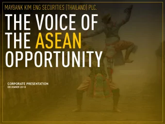 CORPORATE PRESENTATION  DECEMBER 2018  AGENDA  MKET  MAYBANK  FINANCIAL  OVERVIEW  GROUP