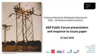 AER Public Forum presentation  and response to issues paper  22 April 2020  CCP17  Robyn Robinson