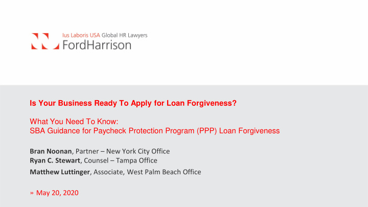is your business ready to apply for loan forgiveness what