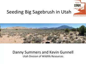 Seeding Big Sagebrush in Utah  Danny Summers and Kevin Gunnell  Utah Division of Wildlife Resources