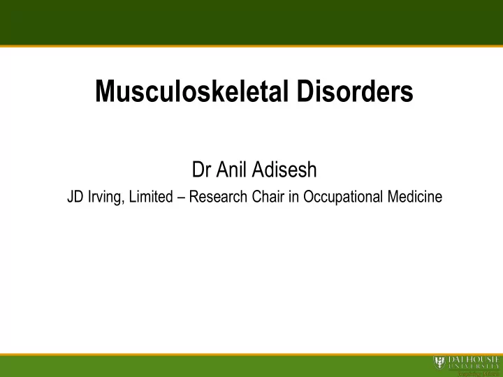 musculoskeletal disorders