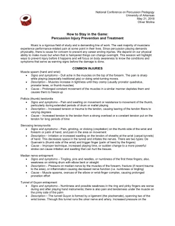 How to Stay in the Game: Percussion Injury Prevention and Treatment  Music is a rigorous field of